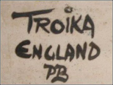 Troika Pottery - Chimney Vase Mark - Penny Black