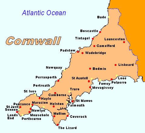 Map of Cornwall - ©cornishceramics.com